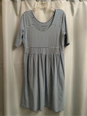 Love Hannah Striped Scoop Neck Dress - Navy & White